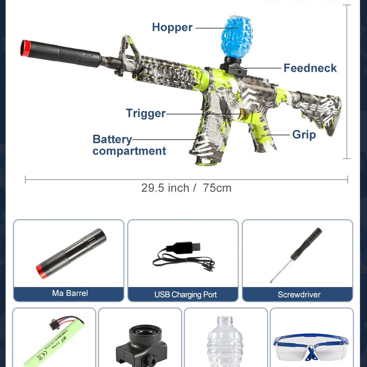 M416 Electric Blaster Gun Set, High Precision Shooting Toy, Perfect Outdoor Toy Gift for Birthday (Bullets Excluded)