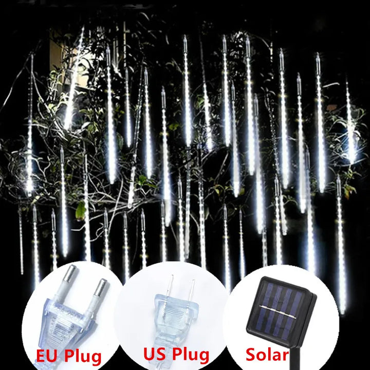 Solar LED Meteor Shower Rain Lights Holiday String Lights Waterproof Garden Light 8 Tubes 144 Leds Christmas Wedding Decoration