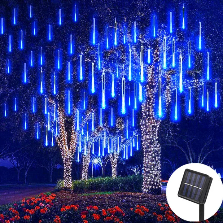 Solar LED Meteor Shower Rain Lights Holiday String Lights Waterproof Garden Light 8 Tubes 144 Leds Christmas Wedding Decoration