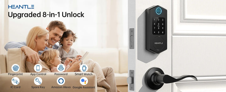 A3 Fingerprint Smart Front Door Lock Keyless Entry Set with 2 Handles Keypad Electronic Digital Deadbolt Locks for Home Office