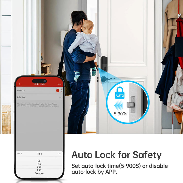 A3 Fingerprint Smart Front Door Lock Keyless Entry Set with 2 Handles Keypad Electronic Digital Deadbolt Locks for Home Office