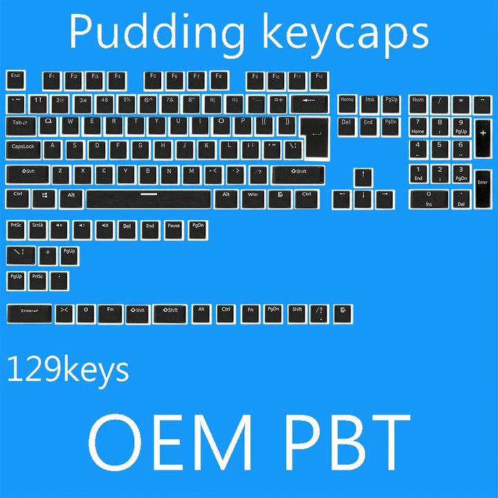 129Keys Keyboard Keycap OEM Profile PBT Material Key Cap