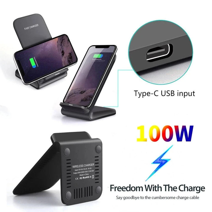 NEW 65W Fast  Wireless Charger for Samsung S22 S21 Note 20 Fast Charging Stand For iPhone 16 15 14 13 XS XR X 8 Airpods Pro