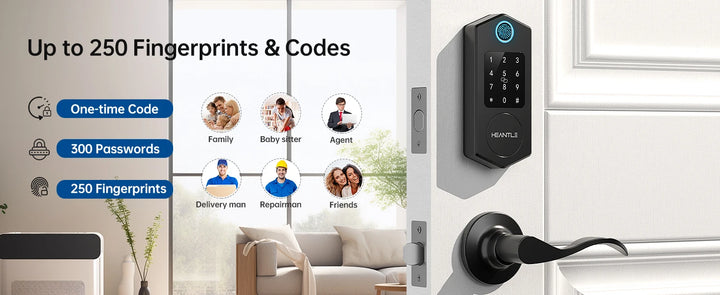 A3 Fingerprint Smart Front Door Lock Keyless Entry Set with 2 Handles Keypad Electronic Digital Deadbolt Locks for Home Office