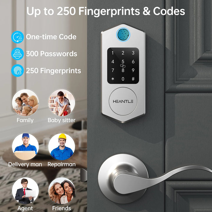 A3 Fingerprint Smart Front Door Lock Keyless Entry Set with 2 Handles Keypad Electronic Digital Deadbolt Locks for Home Office