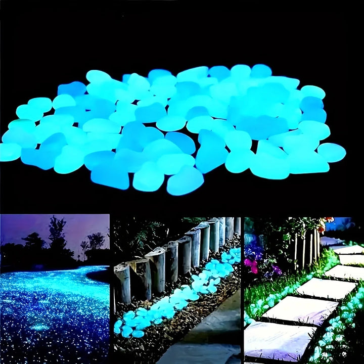 100pcs Glow In The Dark Pebbles, Resin Luminous Stones For Landscape, Garden Paths, Potted Plants, Parks, Aquarium Decor,