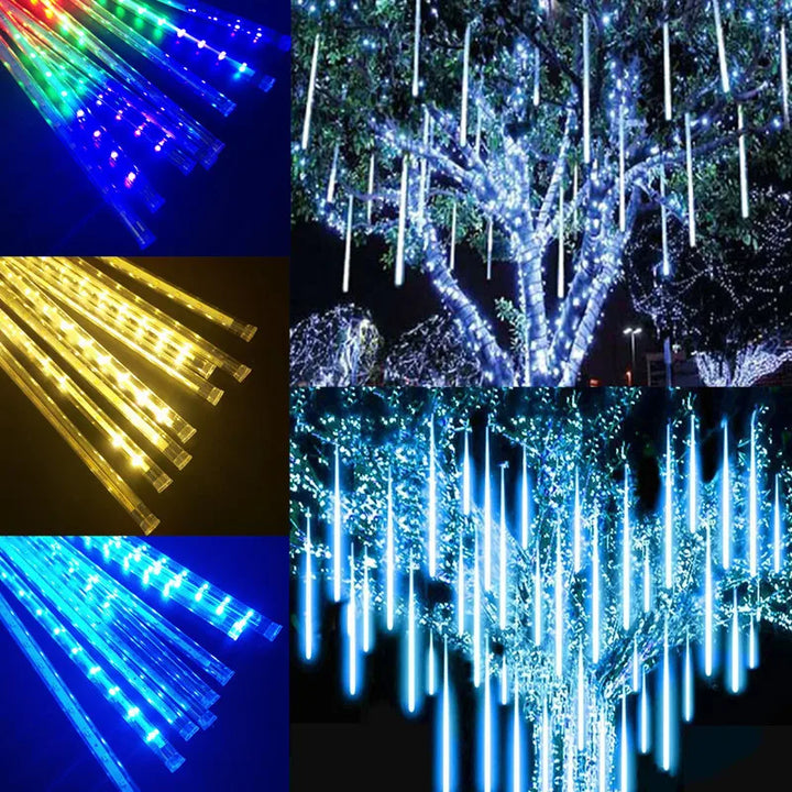 Solar LED Meteor Shower Rain Lights Holiday String Lights Waterproof Garden Light 8 Tubes 144 Leds Christmas Wedding Decoration