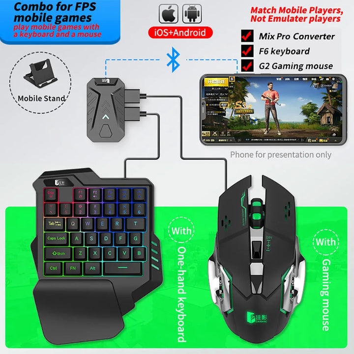 Mix Por/Lite PUBG Gaming Keyboard Mouse Combo Mobile Keyboard and Mouse Converter Mobile Game Controller for Android IOS IPad