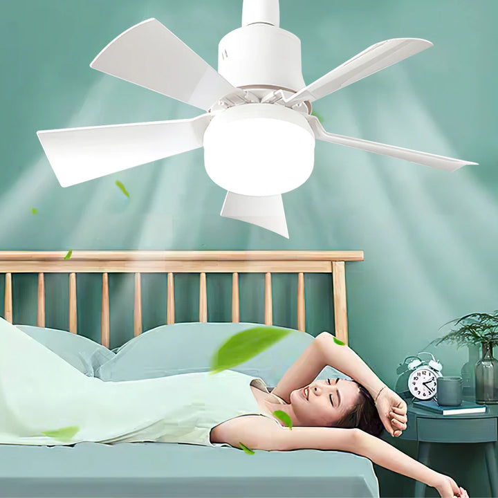 Ceiling fan with LED light and remote control Recessed installation Removable Dimmable Silent design Suitable for home use