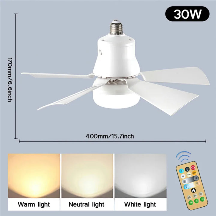 Ceiling fan with LED light and remote control Recessed installation Removable Dimmable Silent design Suitable for home use