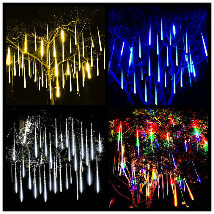 Solar LED Meteor Shower Rain Lights Holiday String Lights Waterproof Garden Light 8 Tubes 144 Leds Christmas Wedding Decoration