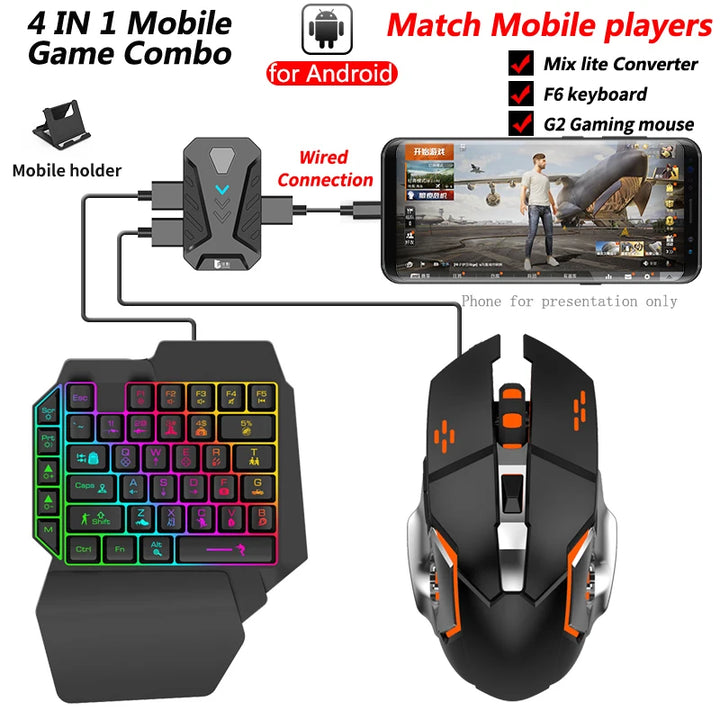 Mix Por/Lite PUBG Gaming Keyboard Mouse Combo Mobile Keyboard and Mouse Converter Mobile Game Controller for Android IOS IPad