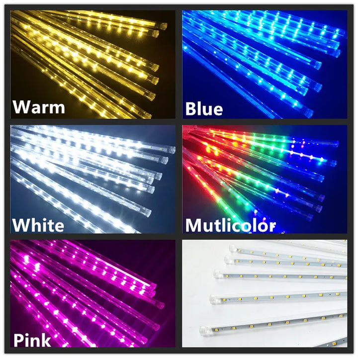 Solar LED Meteor Shower Rain Lights Holiday String Lights Waterproof Garden Light 8 Tubes 144 Leds Christmas Wedding Decoration