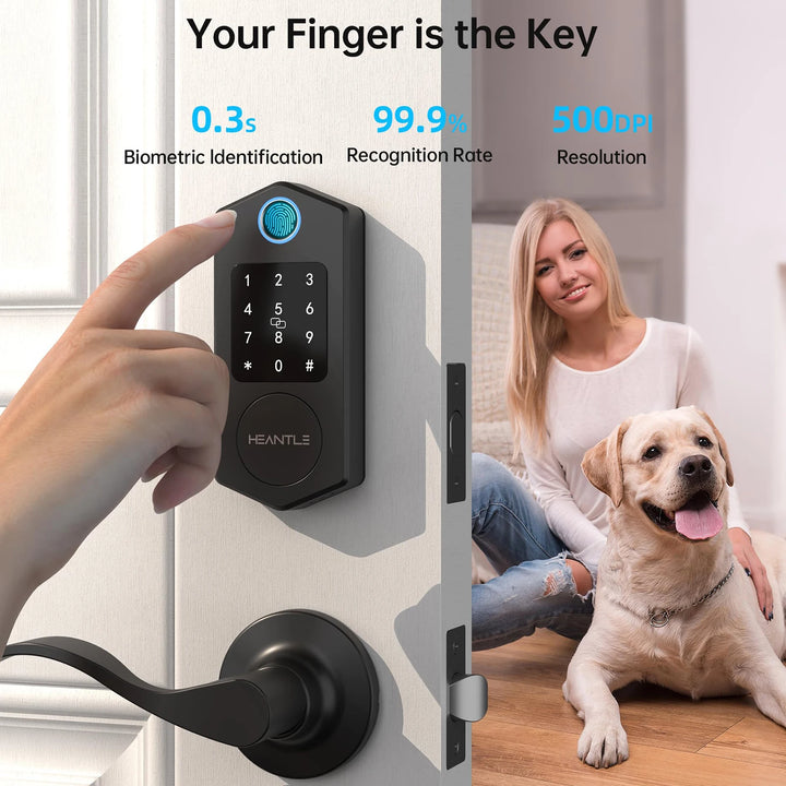 A3 Fingerprint Smart Front Door Lock Keyless Entry Set with 2 Handles Keypad Electronic Digital Deadbolt Locks for Home Office