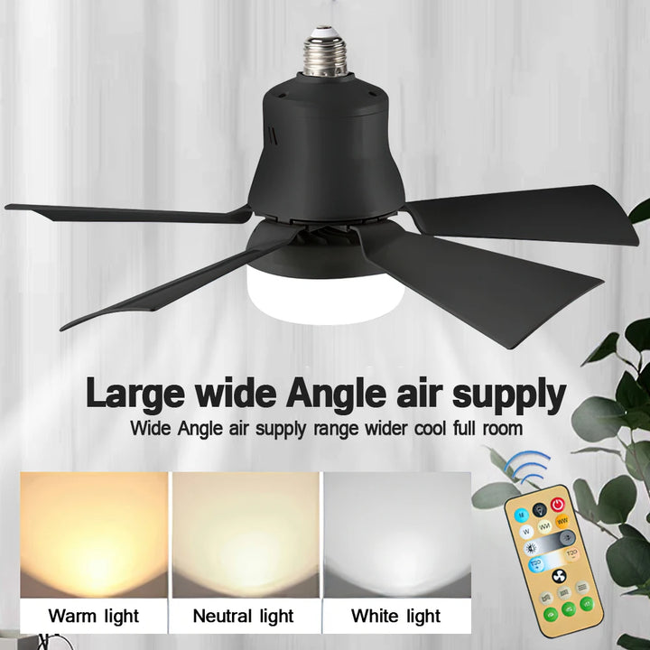 Ceiling fan with LED light and remote control Recessed installation Removable Dimmable Silent design Suitable for home use