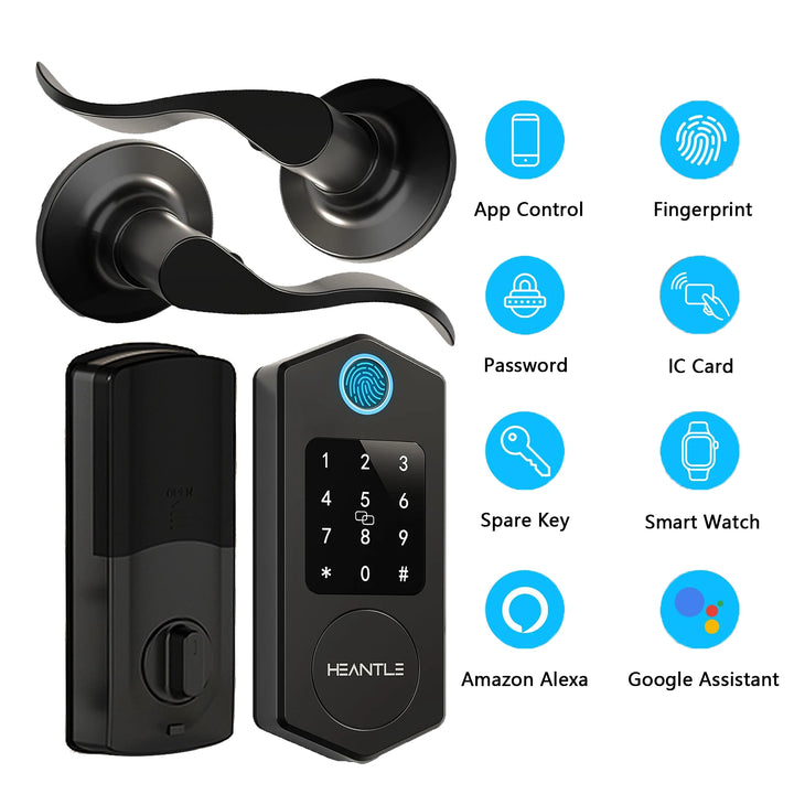 A3 Fingerprint Smart Front Door Lock Keyless Entry Set with 2 Handles Keypad Electronic Digital Deadbolt Locks for Home Office