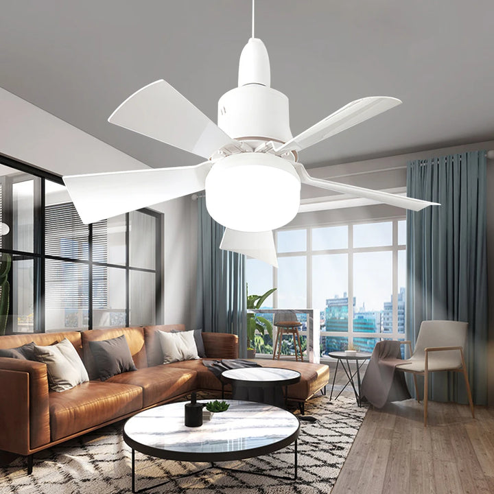 Ceiling fan with LED light and remote control Recessed installation Removable Dimmable Silent design Suitable for home use