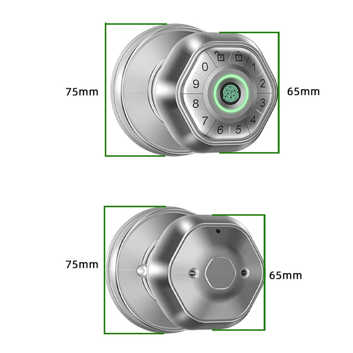 RAYKUBE Q5 USA. Free Delivery Tuya BLE Smart Fingerprint Door Lock Electronic Lock Round Knob with Password/Key/Tuya APP Unlock