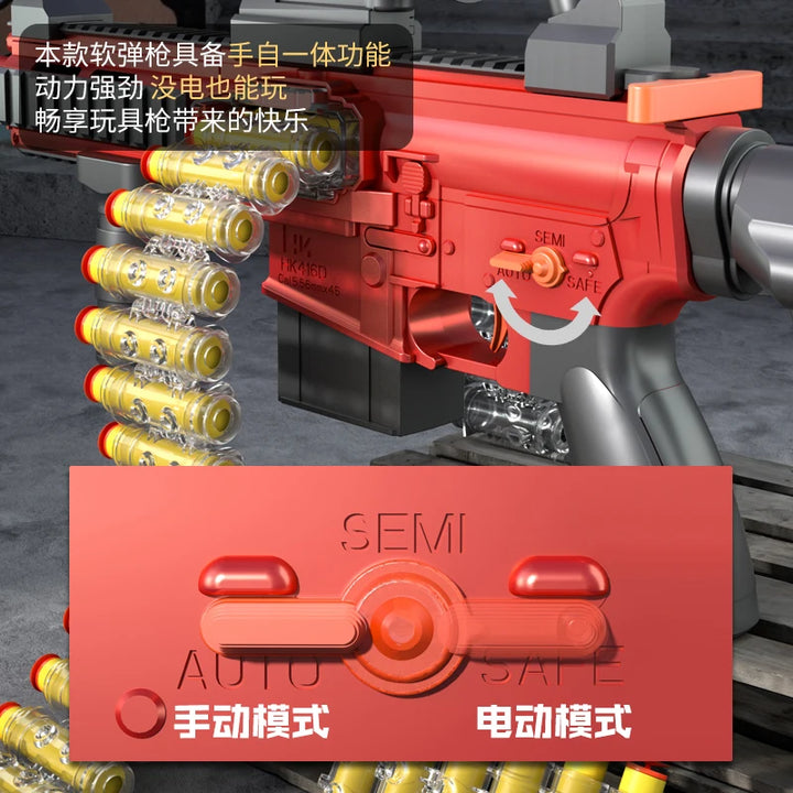 Hand Self Integrated Safety Soft Bullet Toy Gun M416 Classic Outdoor Toy for Boys with Battery