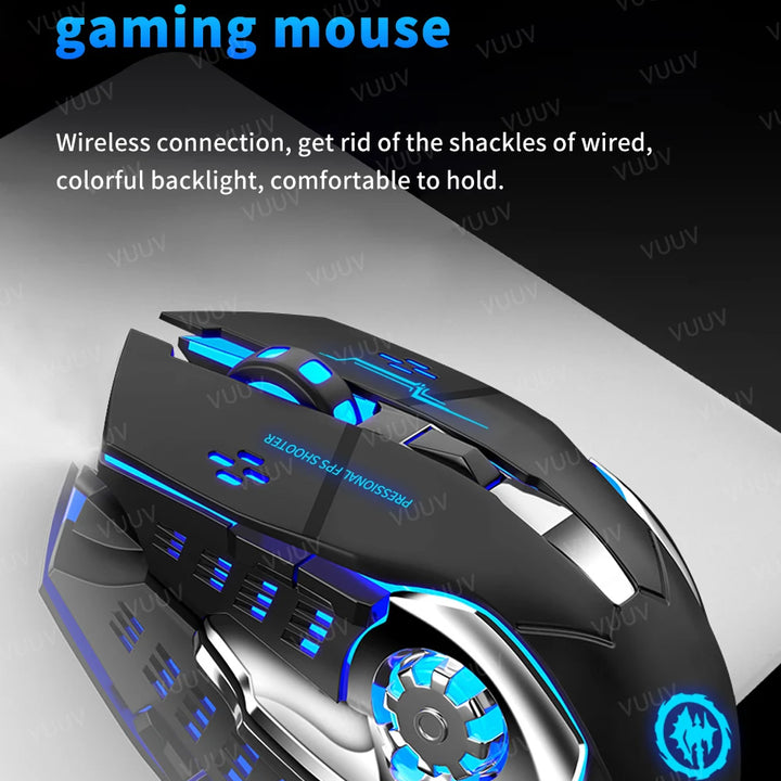 Rechargeable Bluetooth Wireless Mouse with 2.4G USB for Laptop Macbook PC Computer Backlight Gaming Mouse for iPad Tablet Phone