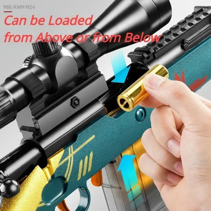 DIY Sniper Rifle Soft Bullets with Scope Manual Shell Ejection Toy Gun Outdoor Cs Game Prop Toy for Adult Boys Birthday Gift