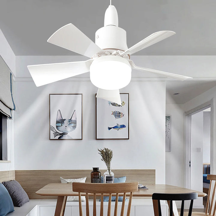 Ceiling fan with LED light and remote control Recessed installation Removable Dimmable Silent design Suitable for home use