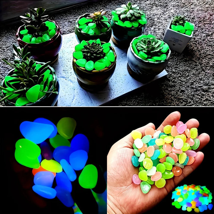 100pcs Glow In The Dark Pebbles, Resin Luminous Stones For Landscape, Garden Paths, Potted Plants, Parks, Aquarium Decor,