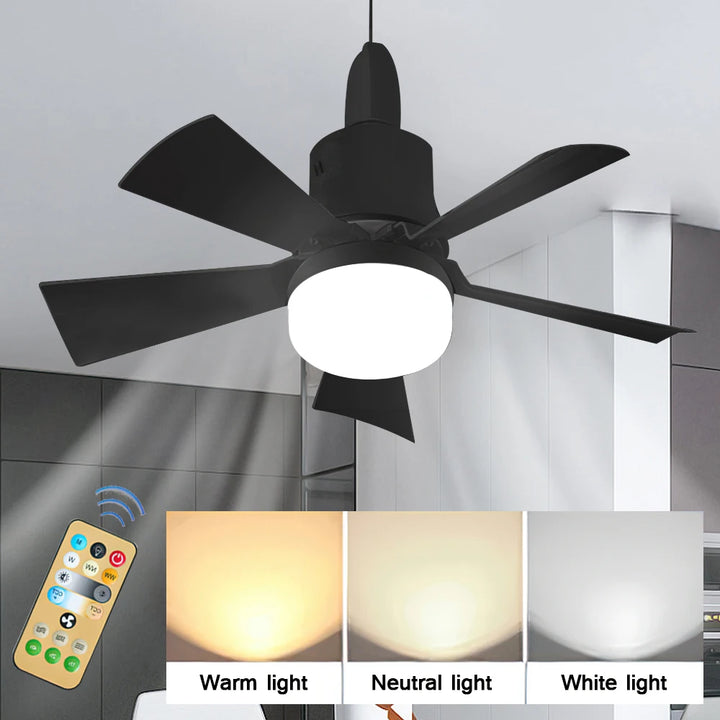 Ceiling fan with LED light and remote control Recessed installation Removable Dimmable Silent design Suitable for home use