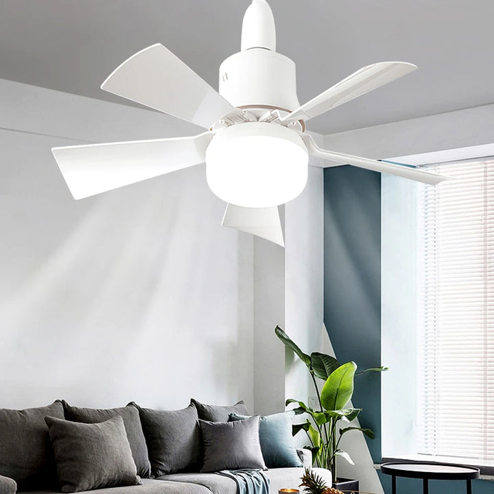 Ceiling fan with LED light and remote control Recessed installation Removable Dimmable Silent design Suitable for home use